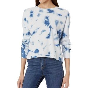 SPLENDID Blue/White Tie Dye Waffle Knit Long Sleeve Shirt L NWT